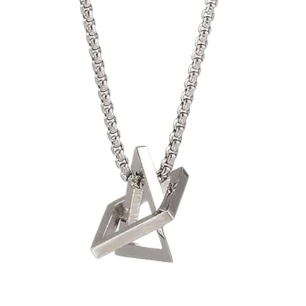 New Stainless Steel Geometric Pendant Necklace Triangle/square - Picture 1 of 5